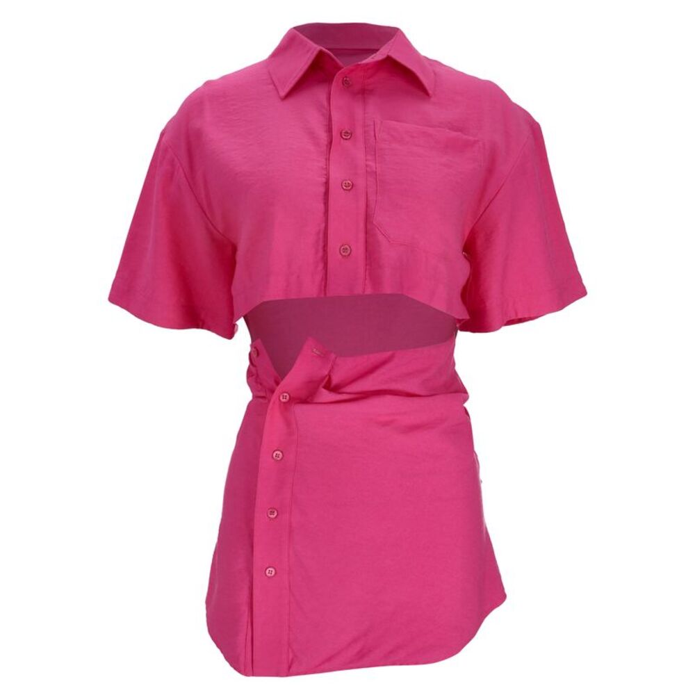 Jacquemus La Chemise Arles Cutout Mini Dress in Pink Viscose